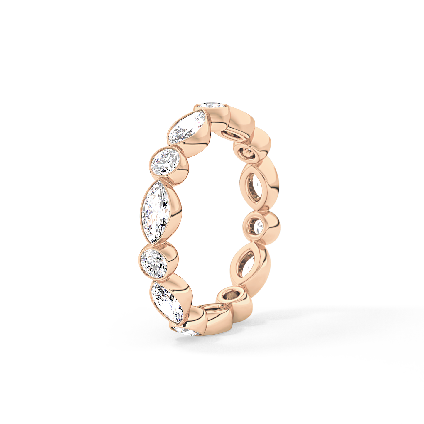 0.98 TCW Round & Marquise  Lab Grown Diamond Wedding Band