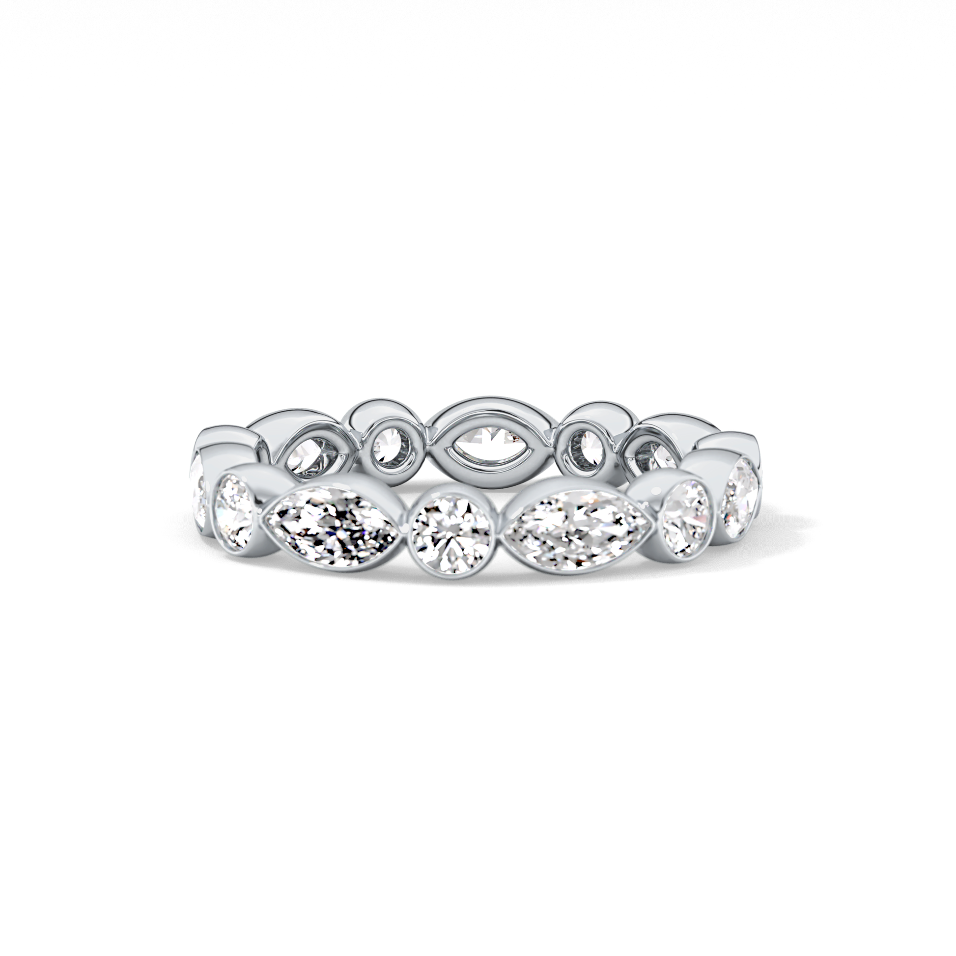 0.98 TCW Round & Marquise  Lab Grown Diamond Wedding Band