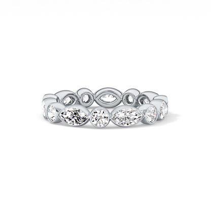 0.98 TCW Round & Marquise  Lab Grown Diamond Wedding Band