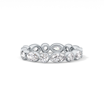0.98 TCW Round & Marquise  Lab Grown Diamond Wedding Band