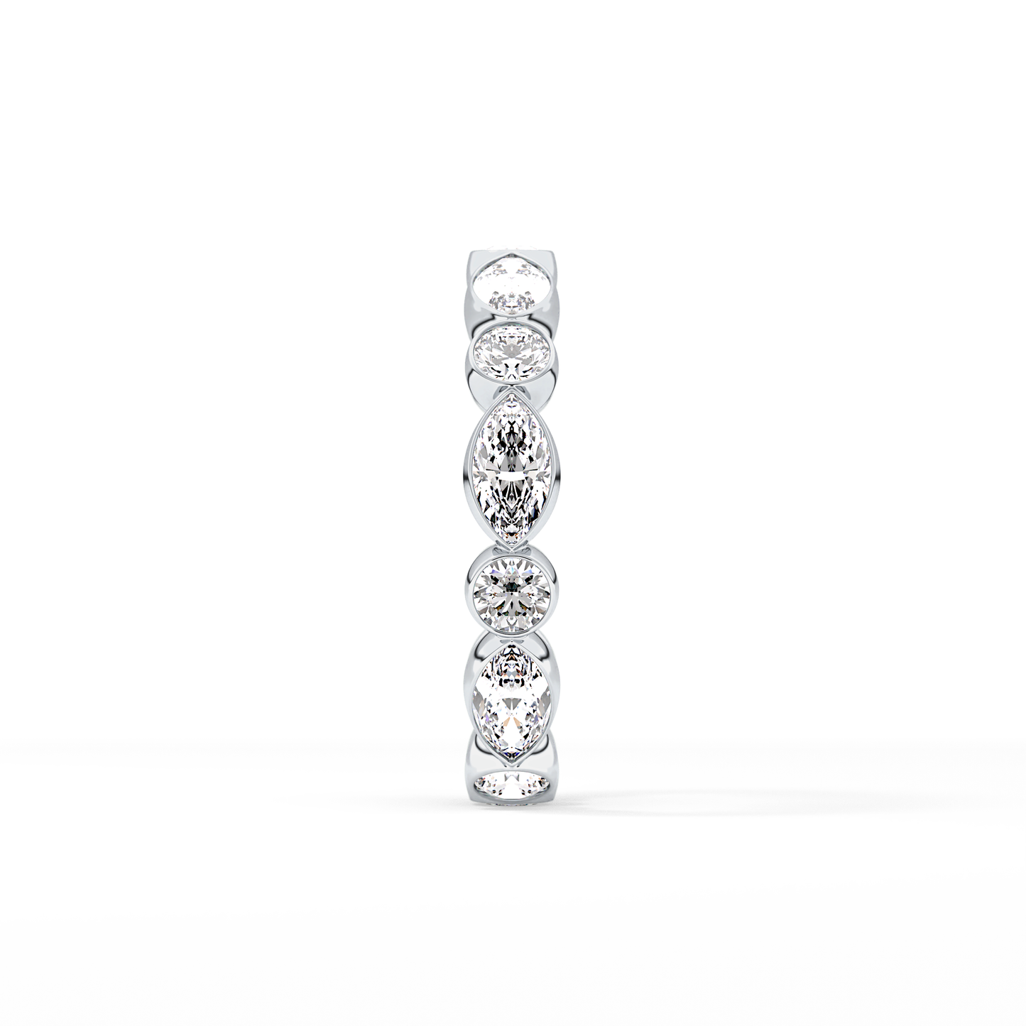 0.98 TCW Round & Marquise  Lab Grown Diamond Wedding Band