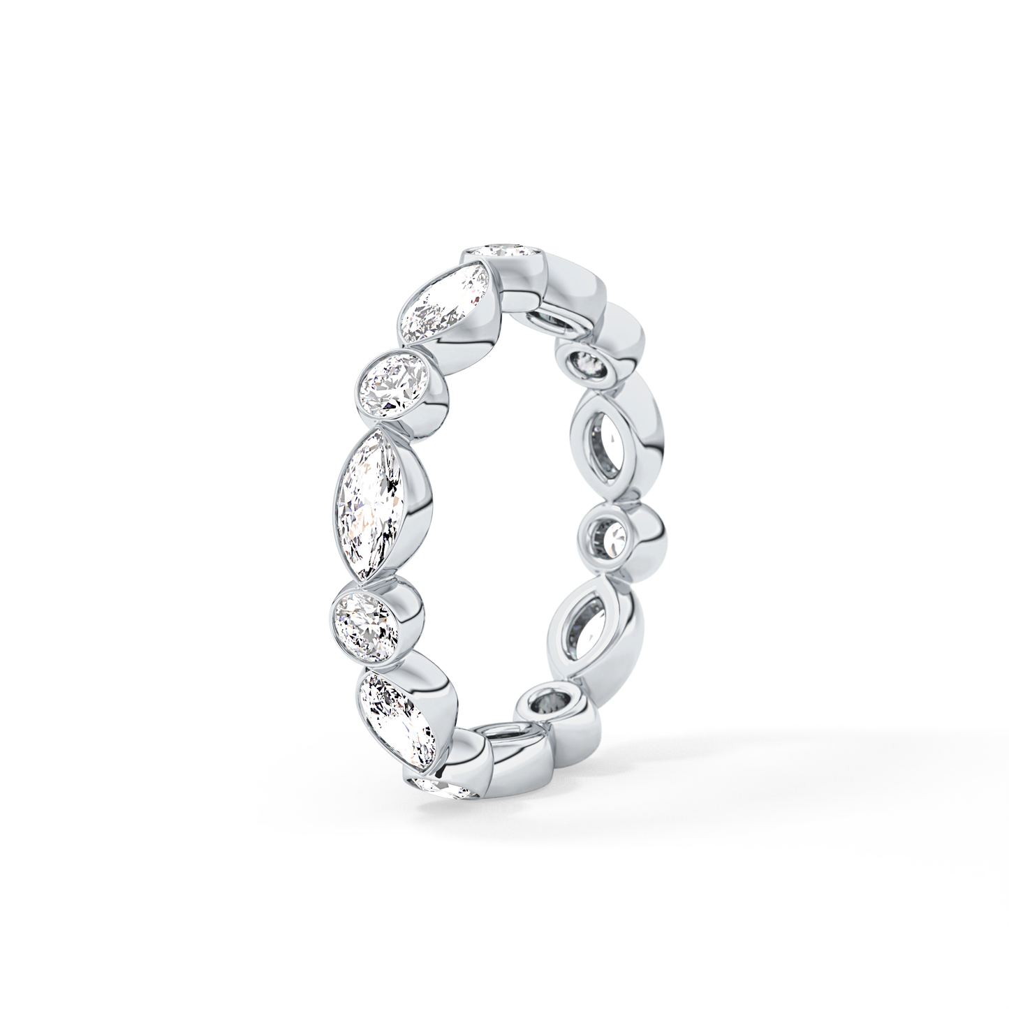 0.98 TCW Round & Marquise  Lab Grown Diamond Wedding Band