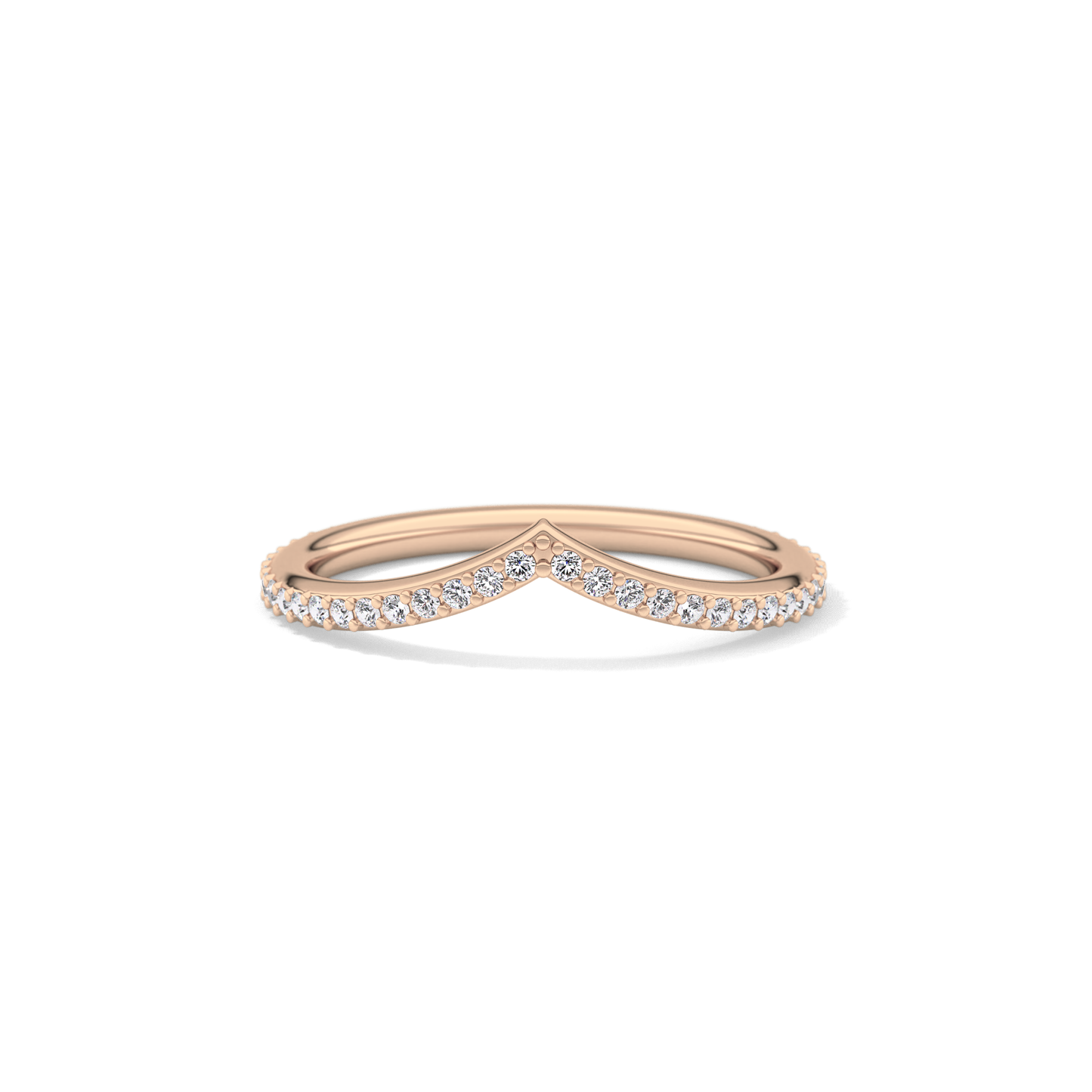 0.74 TCW Round Lab Grown Diamond Curved Wedding Band
