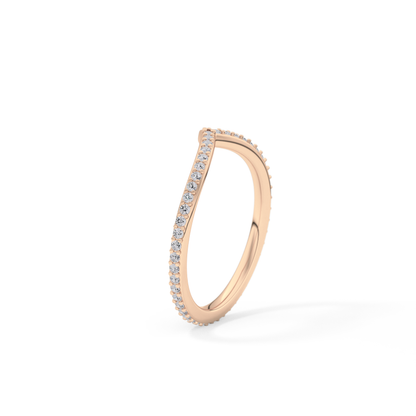 0.74 TCW Round Lab Grown Diamond Curved Wedding Band