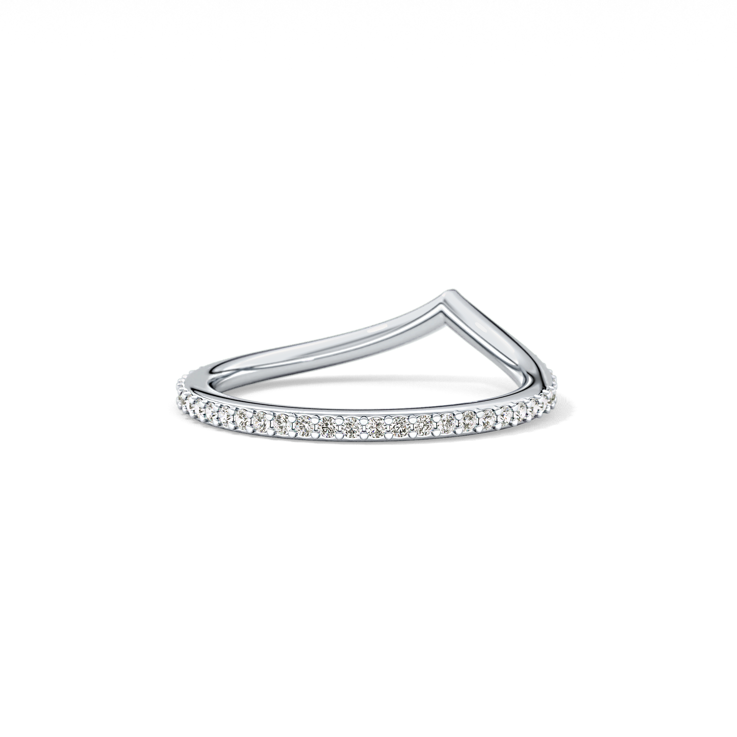 0.74 TCW Round Lab Grown Diamond Curved Wedding Band