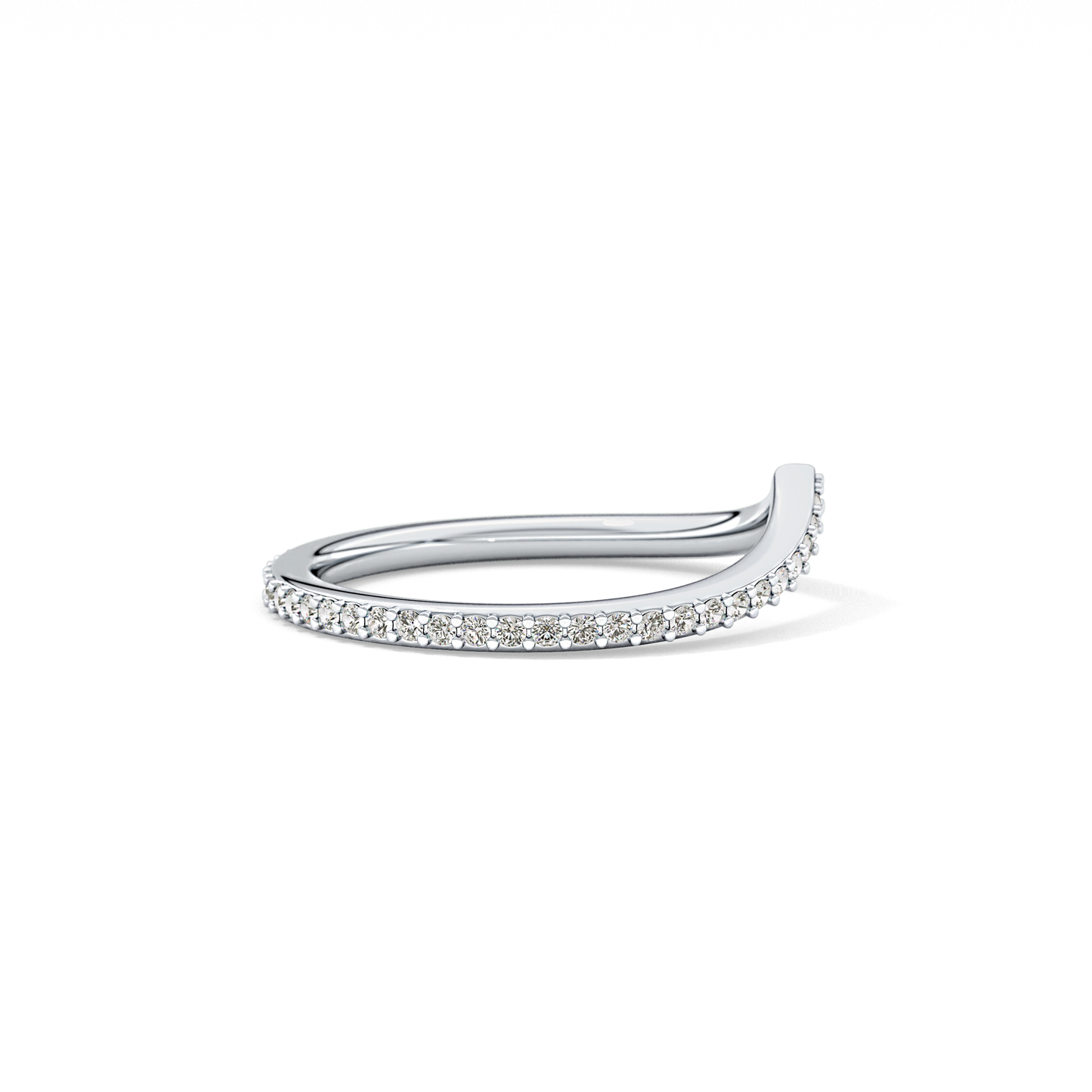 0.74 TCW Round Lab Grown Diamond Curved Wedding Band