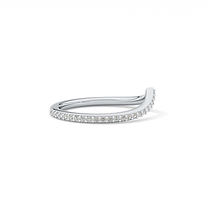 0.74 TCW Round Lab Grown Diamond Curved Wedding Band