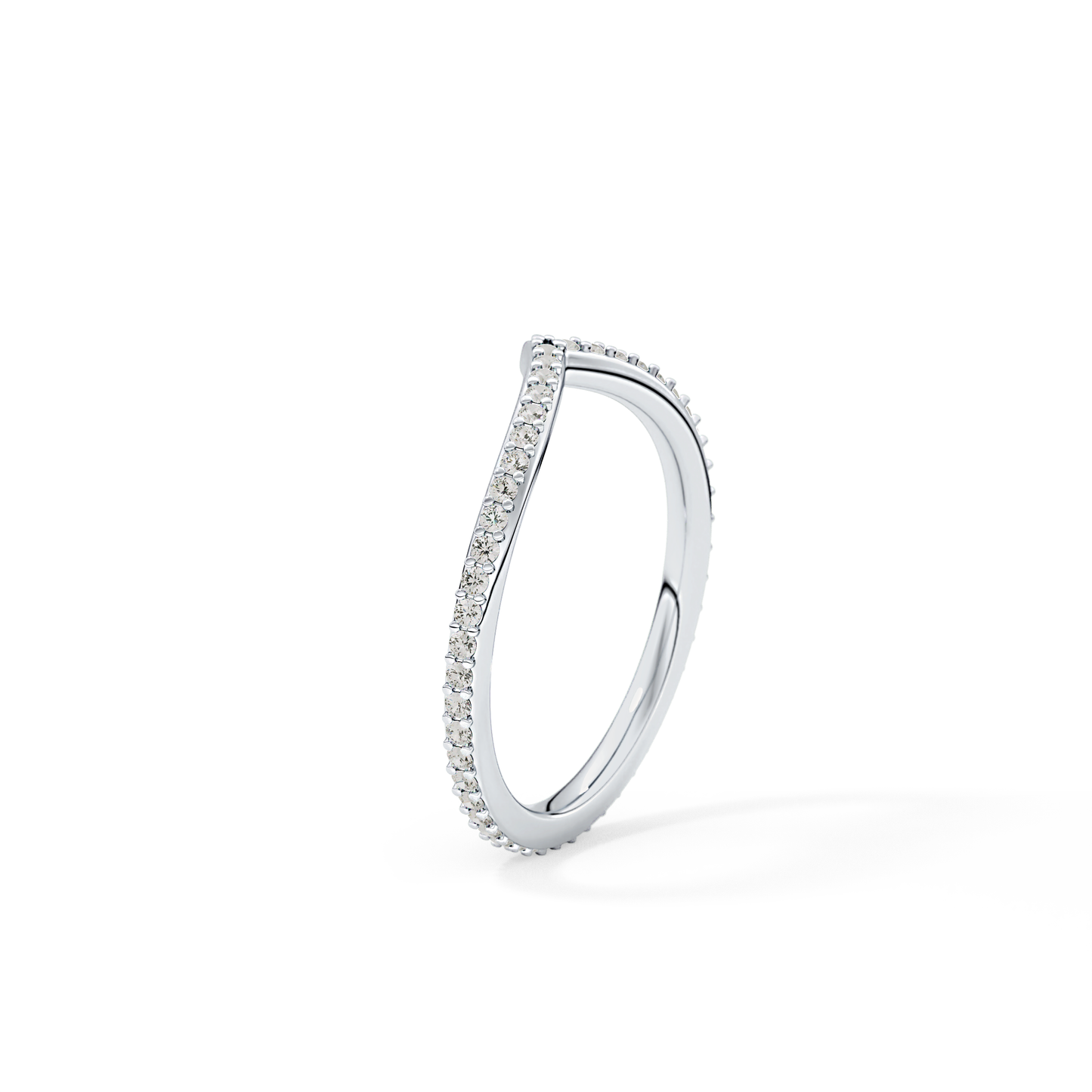 0.74 TCW Round Lab Grown Diamond Curved Wedding Band