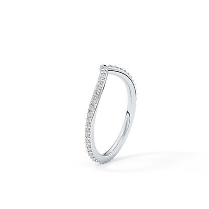 0.74 TCW Round Lab Grown Diamond Curved Wedding Band