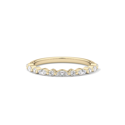0.32 TCW Round & Marquise Lab Grown Diamond Half Eternity Wedding Band