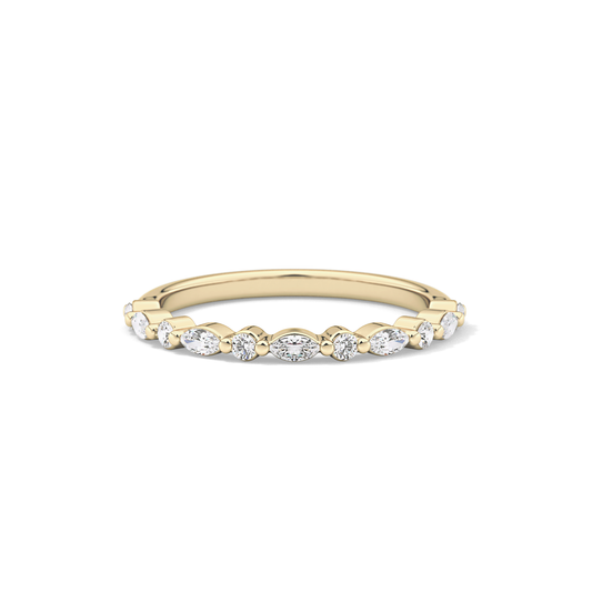0.32 TCW Round & Marquise Lab Grown Diamond Half Eternity Wedding Band
