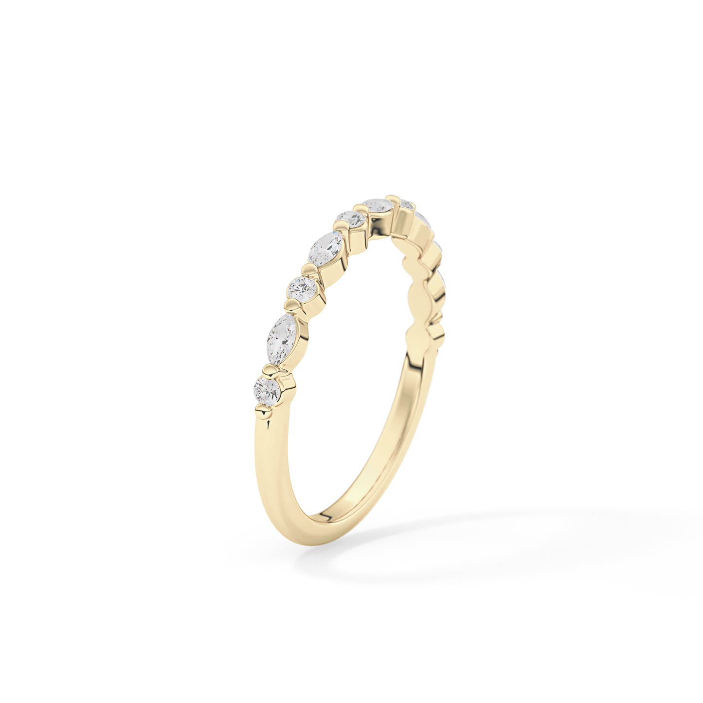 0.32 TCW Round & Marquise Lab Grown Diamond Half Eternity Wedding Band