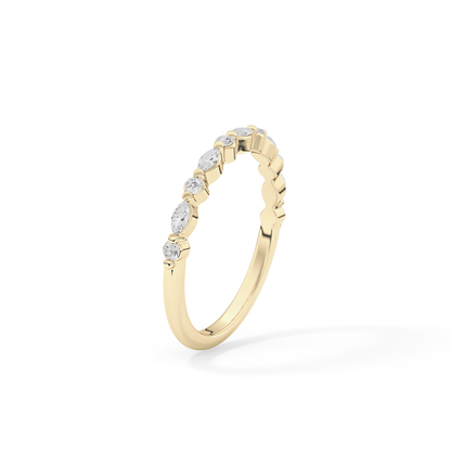 0.32 TCW Round & Marquise Lab Grown Diamond Half Eternity Wedding Band