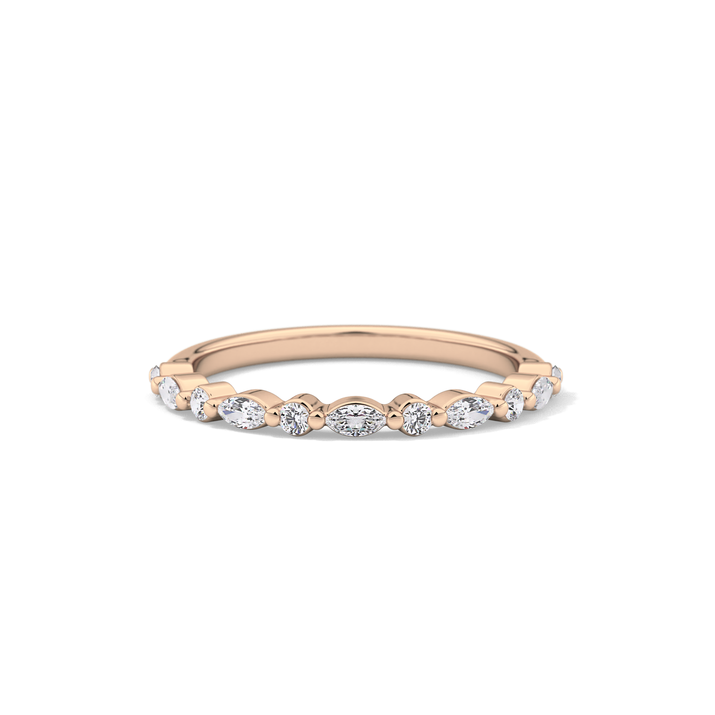 0.32 TCW Round & Marquise Lab Grown Diamond Half Eternity Wedding Band