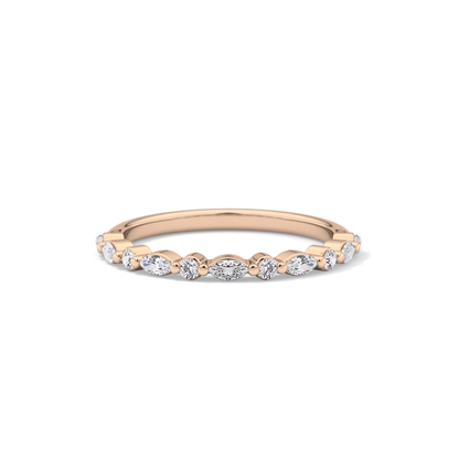 0.32 TCW Round & Marquise Lab Grown Diamond Half Eternity Wedding Band