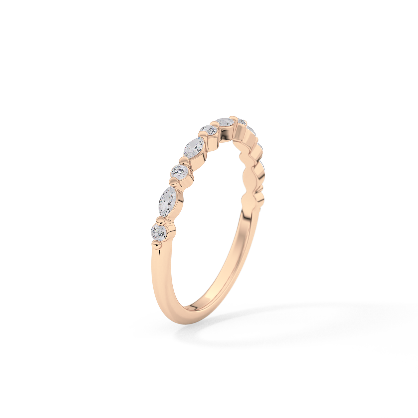0.32 TCW Round & Marquise Lab Grown Diamond Half Eternity Wedding Band