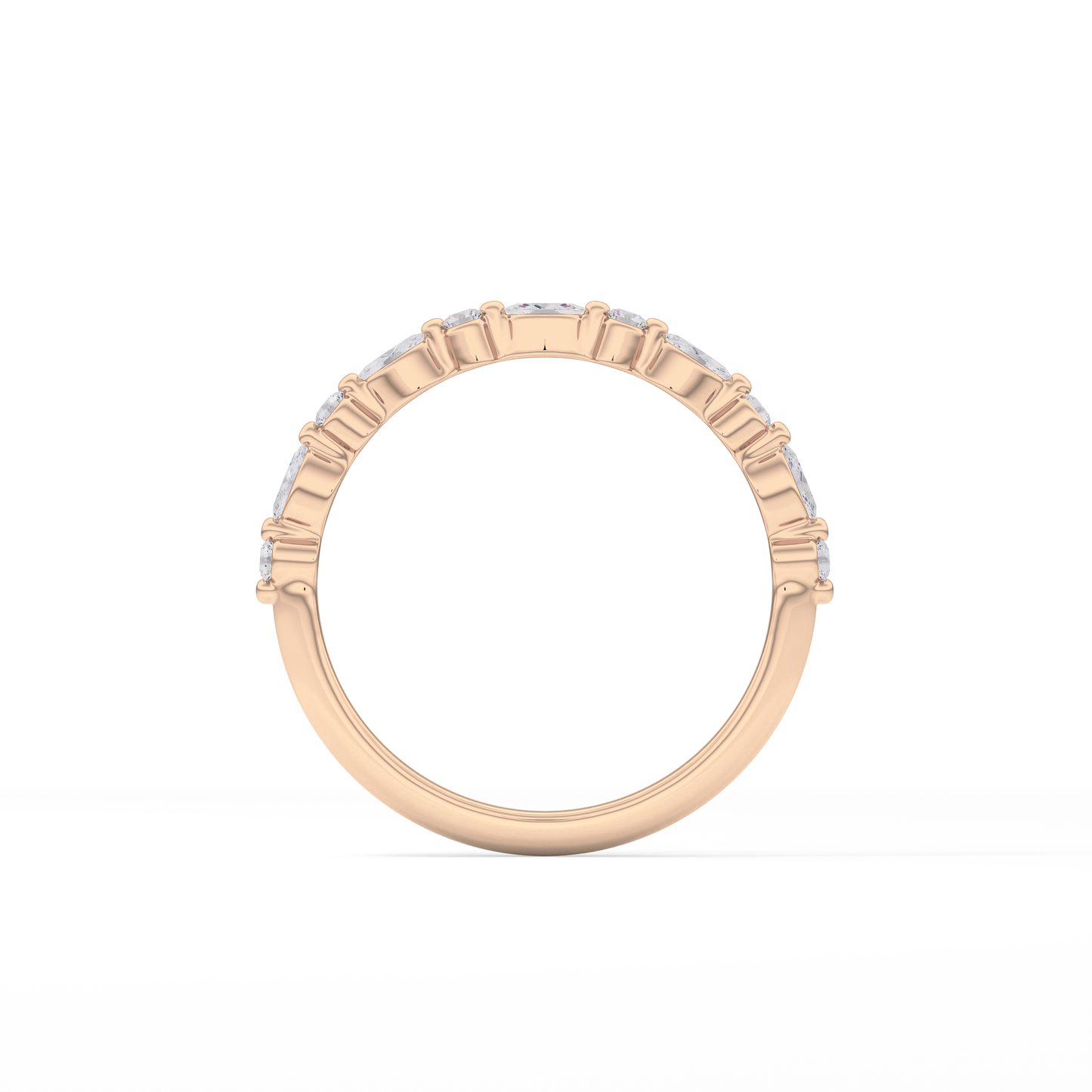 0.32 TCW Round & Marquise Lab Grown Diamond Half Eternity Wedding Band