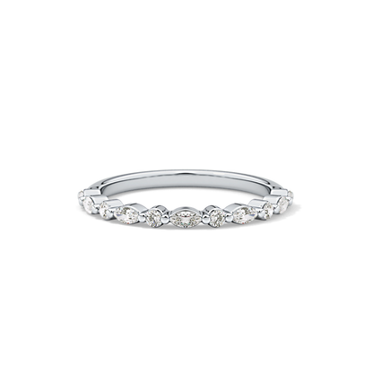 0.32 TCW Round & Marquise Lab Grown Diamond Half Eternity Wedding Band