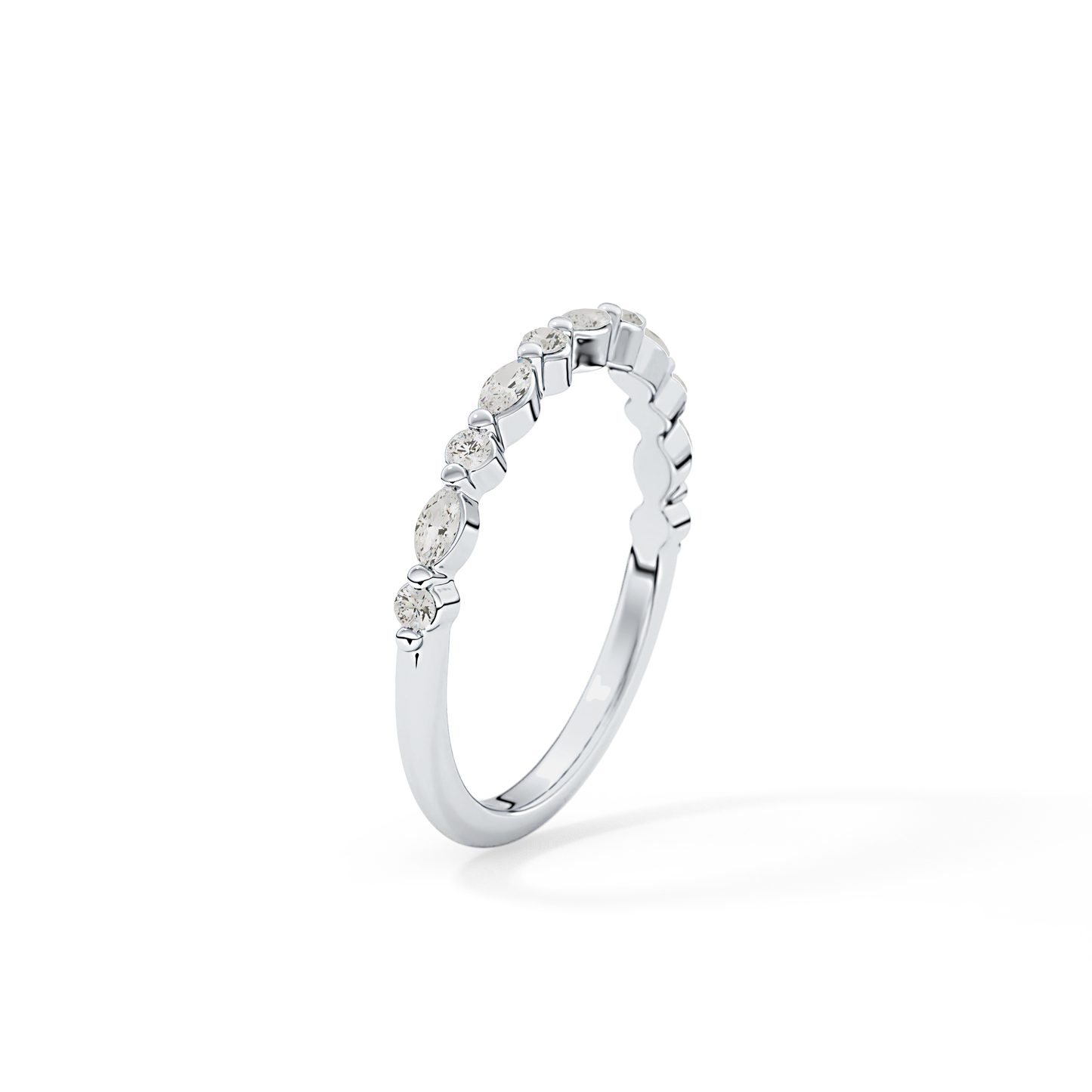 0.32 TCW Round & Marquise Lab Grown Diamond Half Eternity Wedding Band