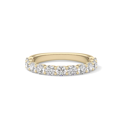 1.1 TCW Round Lab Grown Diamond Half Eternity Wedding Band