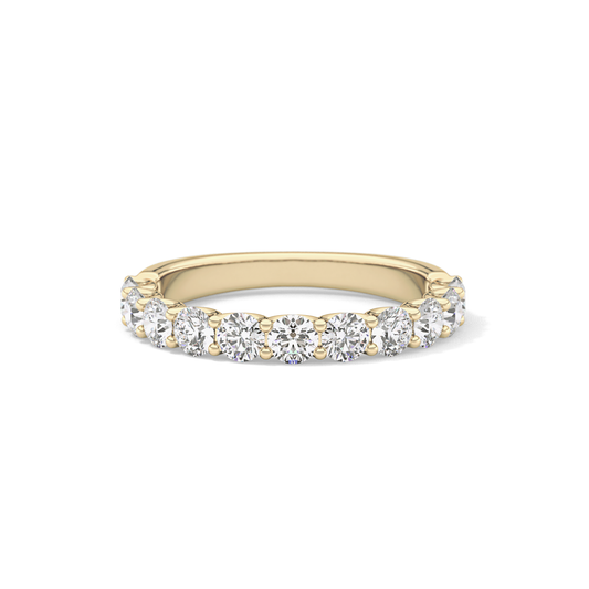 1.1 TCW Round Lab Grown Diamond Half Eternity Wedding Band