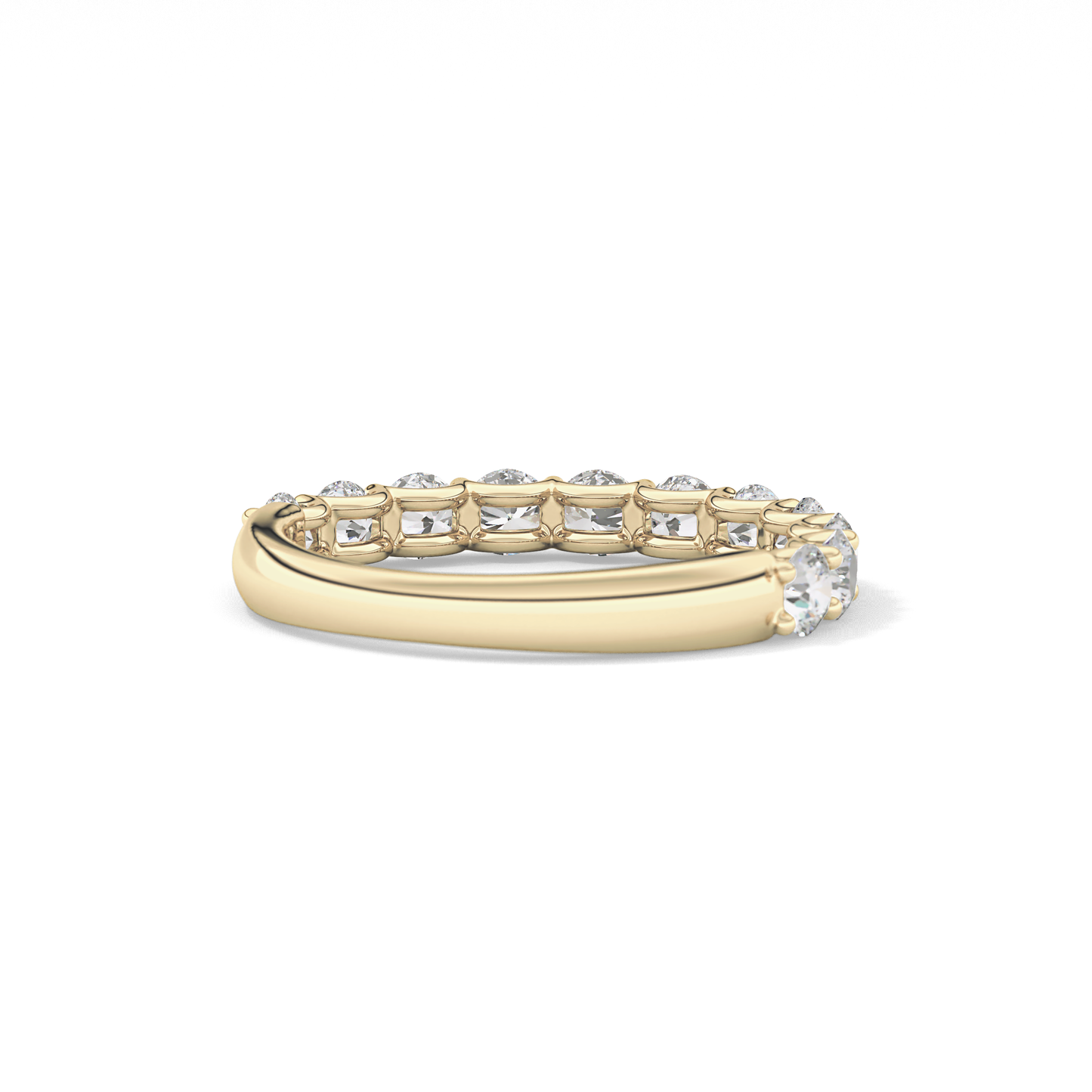 1.1 TCW Round Lab Grown Diamond Half Eternity Wedding Band