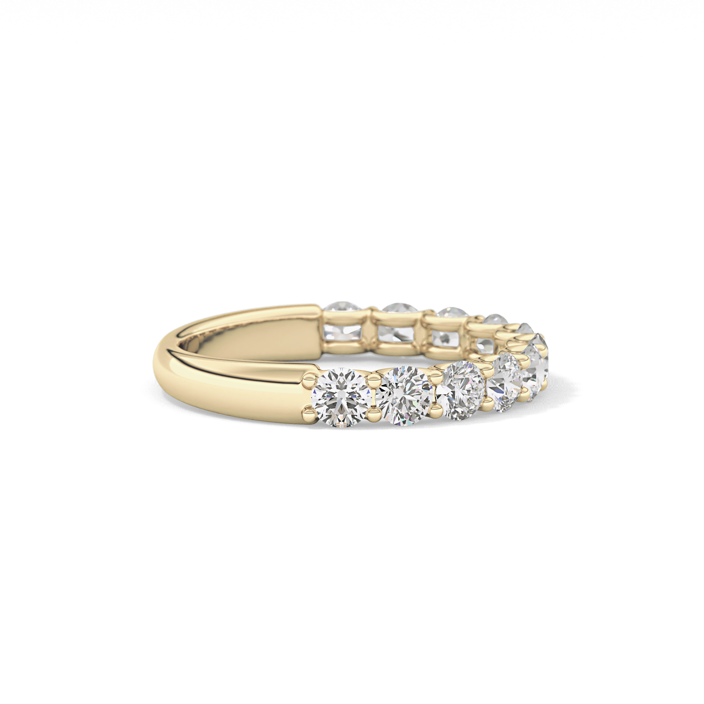 1.1 TCW Round Lab Grown Diamond Half Eternity Wedding Band