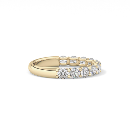 1.1 TCW Round Lab Grown Diamond Half Eternity Wedding Band