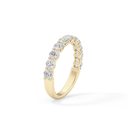 1.1 TCW Round Lab Grown Diamond Half Eternity Wedding Band