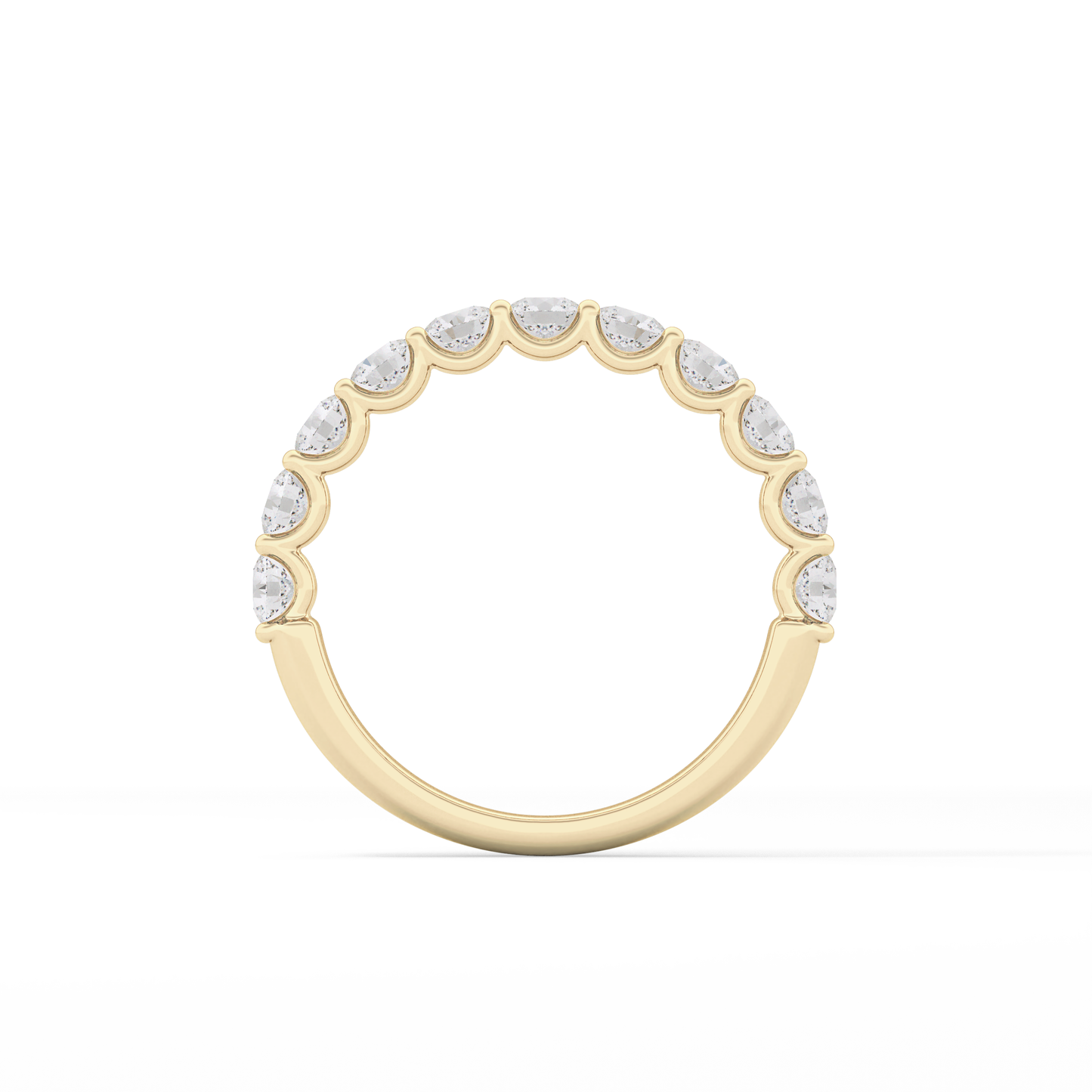 1.1 TCW Round Lab Grown Diamond Half Eternity Wedding Band