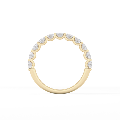 1.1 TCW Round Lab Grown Diamond Half Eternity Wedding Band