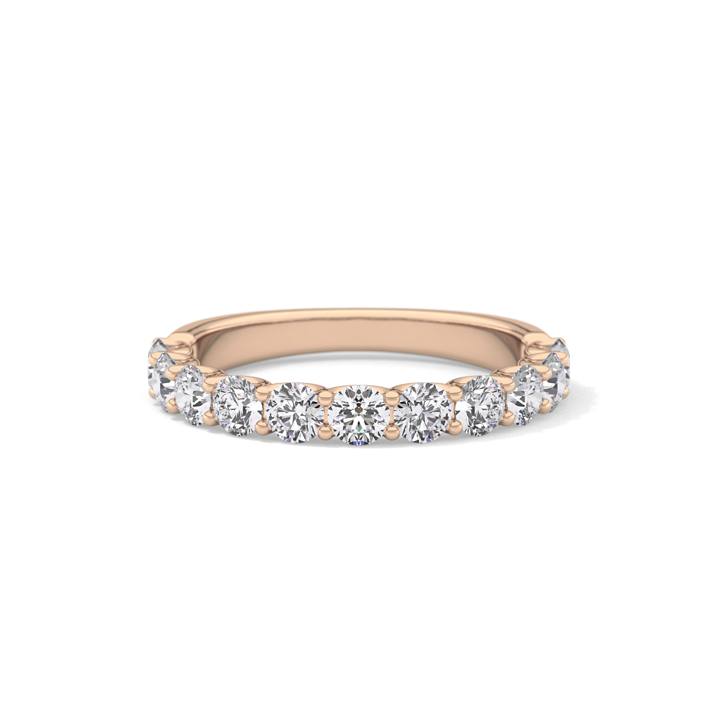 1.1 TCW Round Lab Grown Diamond Half Eternity Wedding Band