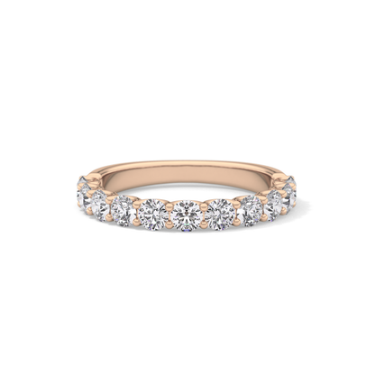 1.1 TCW Round Lab Grown Diamond Half Eternity Wedding Band
