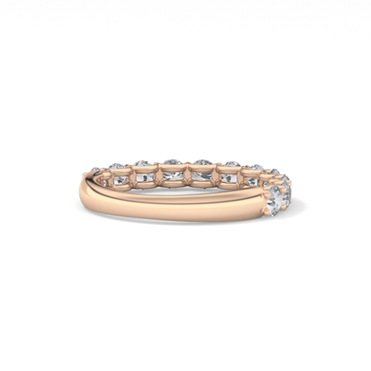 1.1 TCW Round Lab Grown Diamond Half Eternity Wedding Band