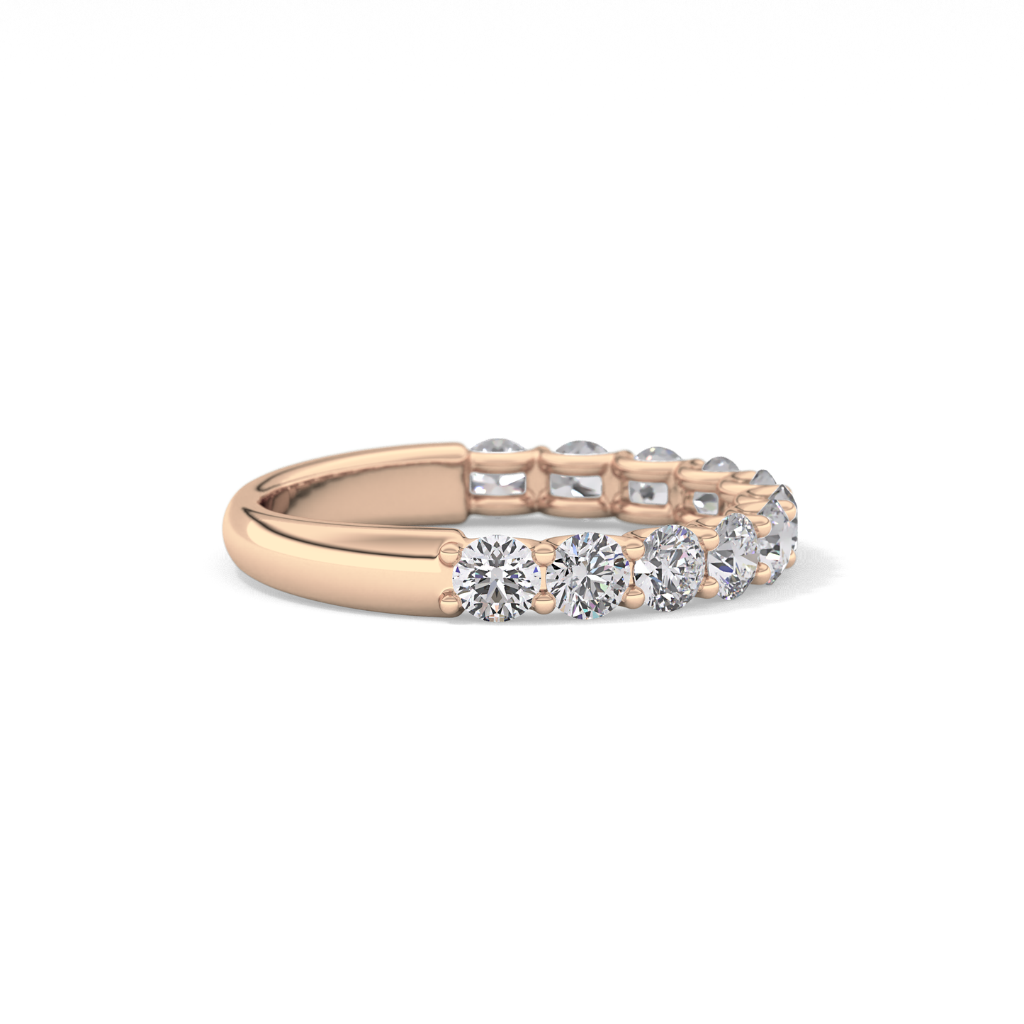 1.1 TCW Round Lab Grown Diamond Half Eternity Wedding Band