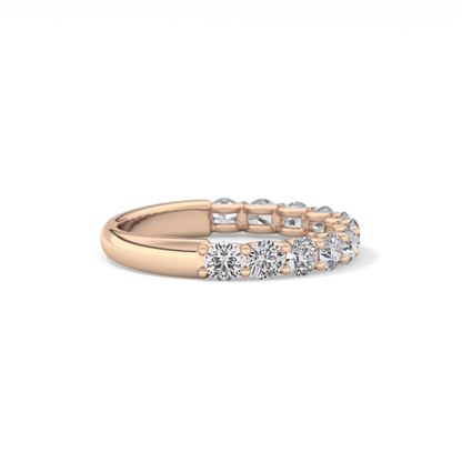 1.1 TCW Round Lab Grown Diamond Half Eternity Wedding Band