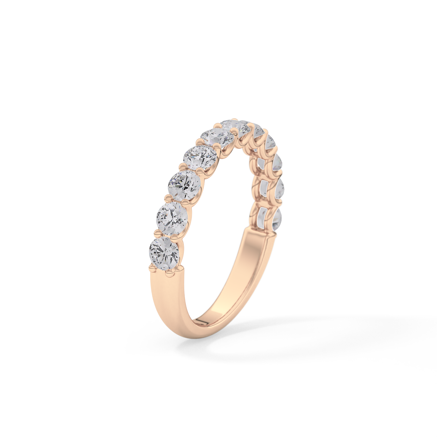 1.1 TCW Round Lab Grown Diamond Half Eternity Wedding Band