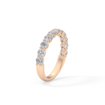 1.1 TCW Round Lab Grown Diamond Half Eternity Wedding Band