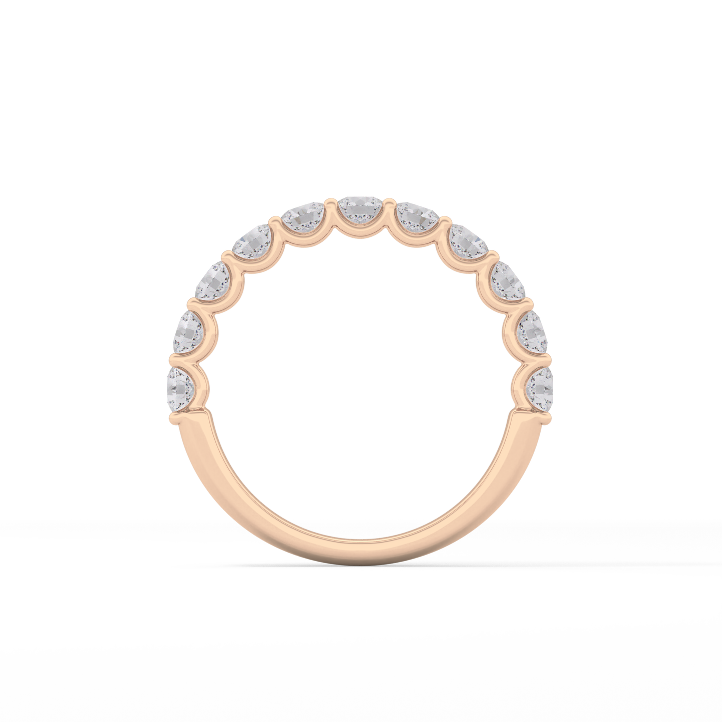 1.1 TCW Round Lab Grown Diamond Half Eternity Wedding Band