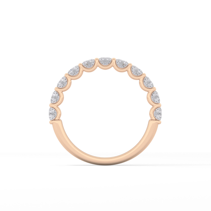 1.1 TCW Round Lab Grown Diamond Half Eternity Wedding Band