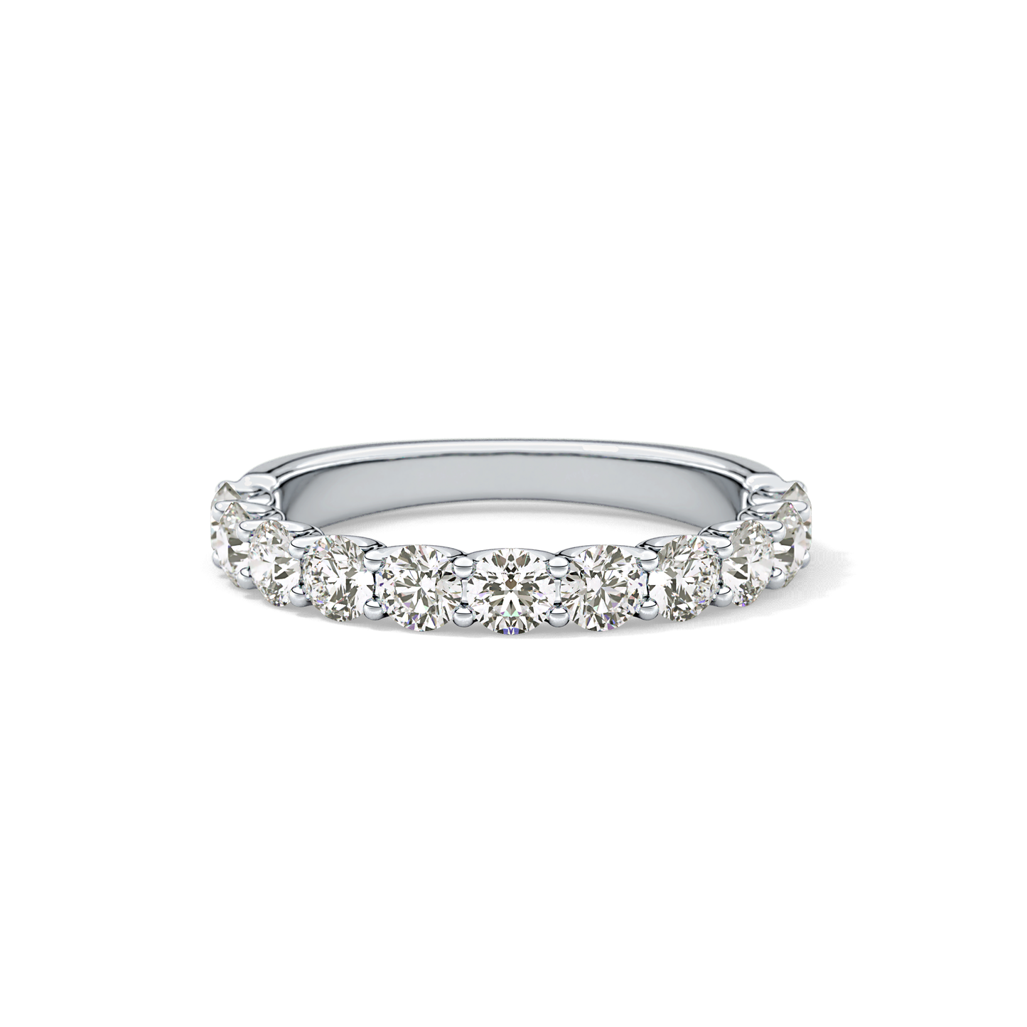 1.1 TCW Round Lab Grown Diamond Half Eternity Wedding Band