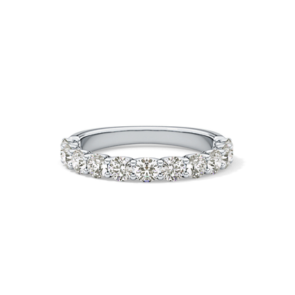 1.1 TCW Round Lab Grown Diamond Half Eternity Wedding Band