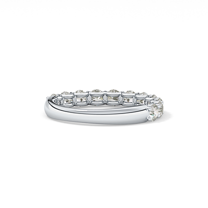 1.1 TCW Round Lab Grown Diamond Half Eternity Wedding Band