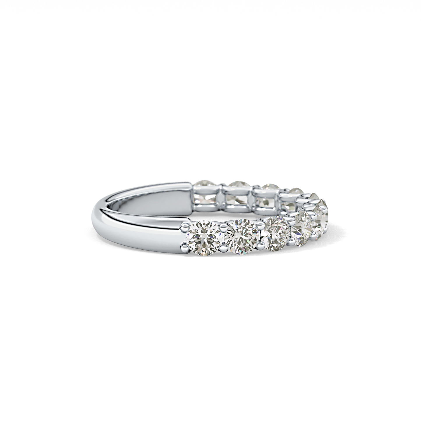 1.1 TCW Round Lab Grown Diamond Half Eternity Wedding Band