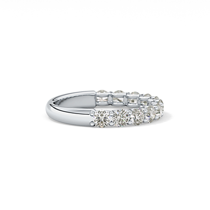 1.1 TCW Round Lab Grown Diamond Half Eternity Wedding Band