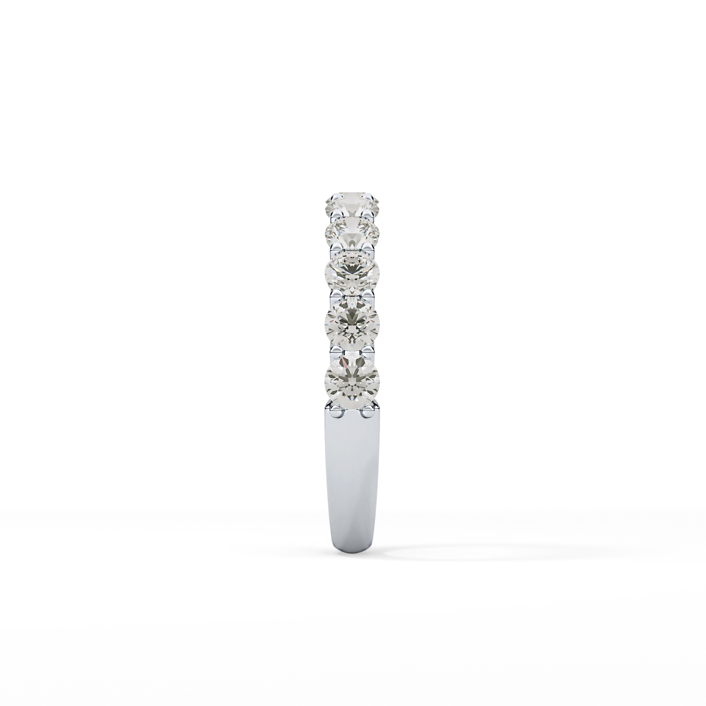 1.1 TCW Round Lab Grown Diamond Half Eternity Wedding Band