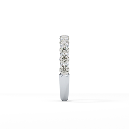 1.1 TCW Round Lab Grown Diamond Half Eternity Wedding Band