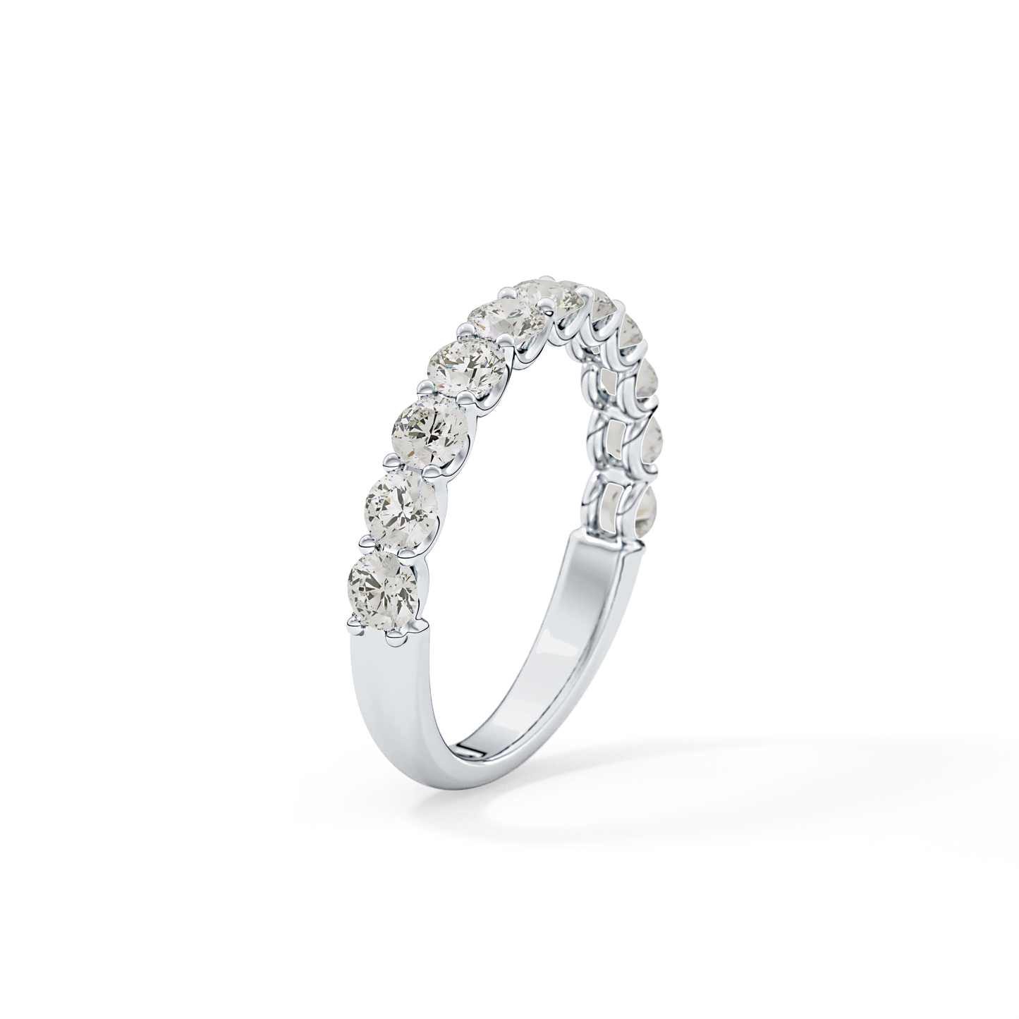 1.1 TCW Round Lab Grown Diamond Half Eternity Wedding Band