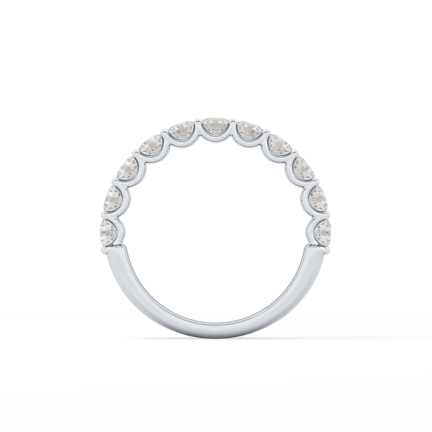 1.1 TCW Round Lab Grown Diamond Half Eternity Wedding Band