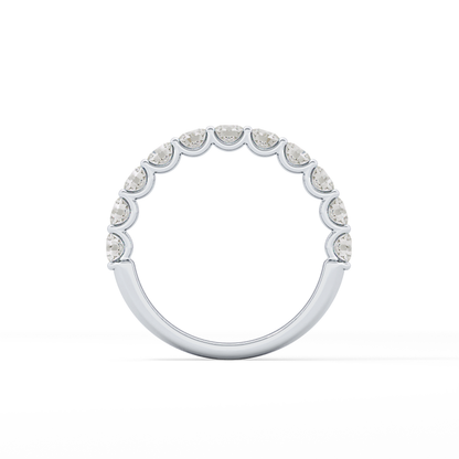 1.1 TCW Round Lab Grown Diamond Half Eternity Wedding Band
